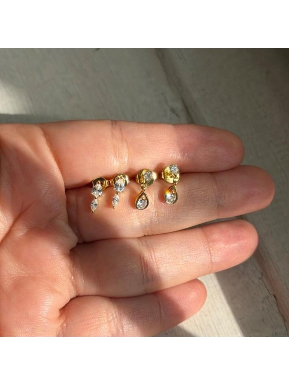 Adina Eden Gold CZ Drop Earrings Bundle - 2 Pairs